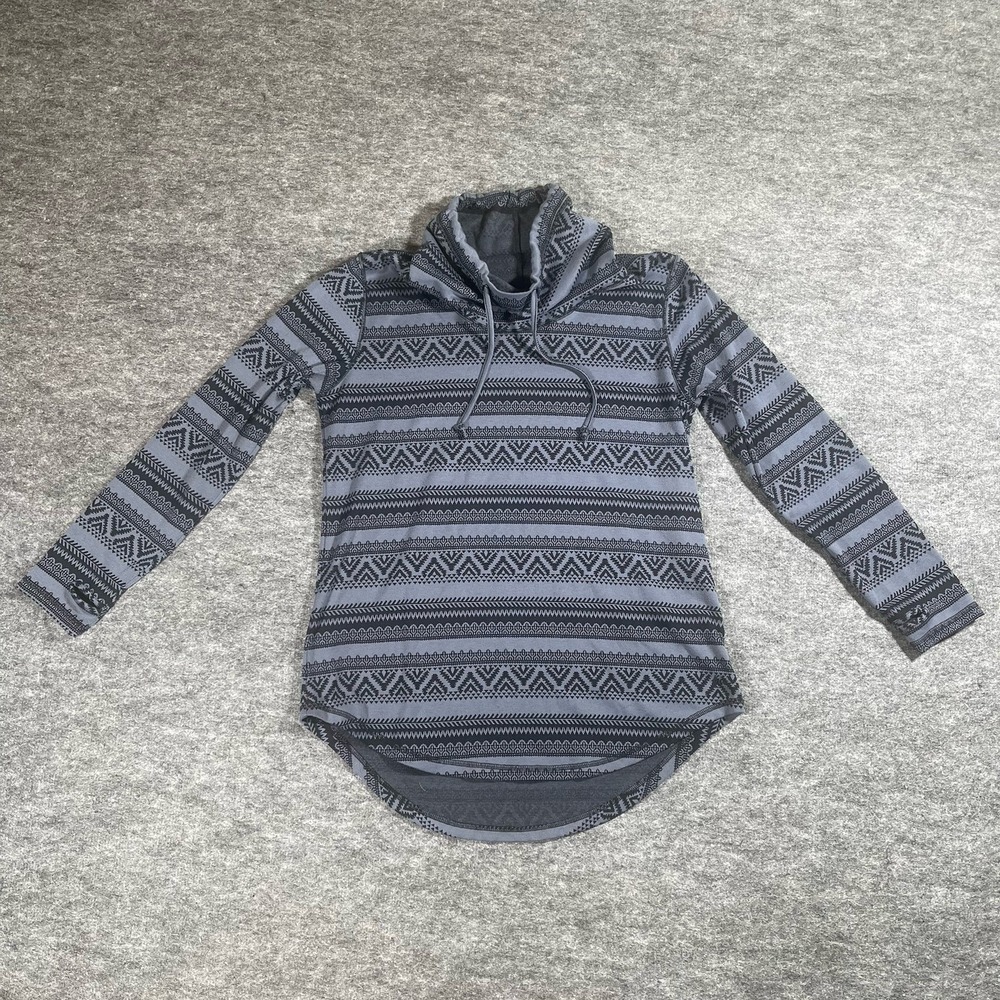 KAVU Skylar Womens Large Gray Aztec Print Full Zip Lightweight Pullover Hoodie - Picture 2 of 14